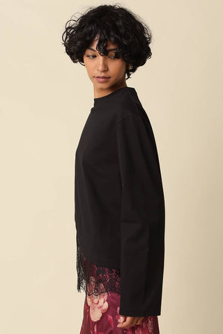 CHARLIE ASYMMETRIC LACE TRIM TOP