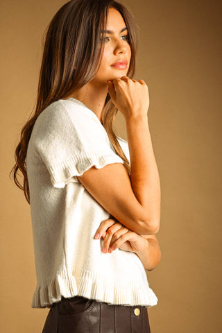 ELOISE RUFFLE TRIM SWEATER