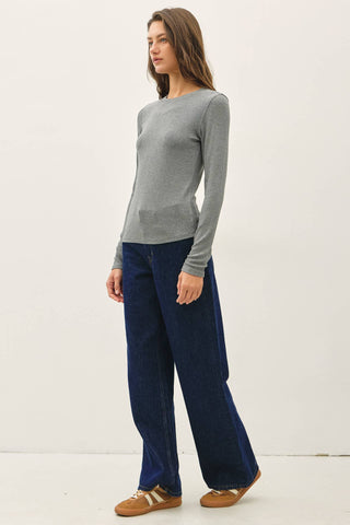 REESE RIBBED LONG SLEEVE TOP