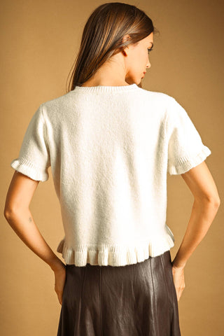 ELOISE RUFFLE TRIM SWEATER