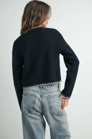 ANDREA CONTRAST CARDIGAN SWEATER
