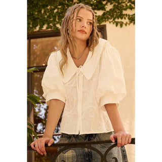 POPPY EMBROIDERED COLLAR BLOUSE